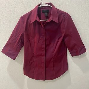 Express Burgandy/Pink Iridescent Button Up Shirt Size 9/10